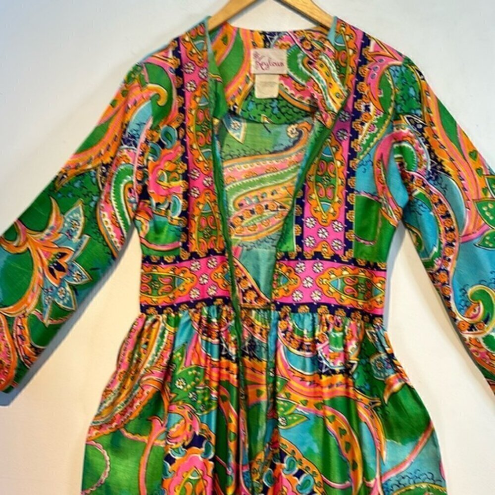 Vintage Keyloun Maxi Dress, Zip Front Size 12. - Picture 9 of 16